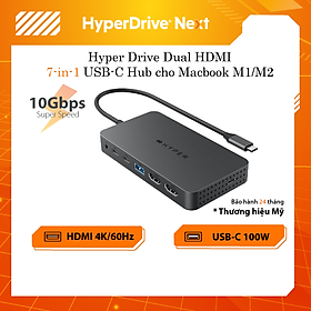Mua HUB chuyển đổi HyperDrive Next Dual 4K HDMI 7 In 1 Port USB-C cho Macbook M3/M2/M1 - Hỗ trợ xuất 2 màn hình  HD7002GL - Hàng Chính Hãng
