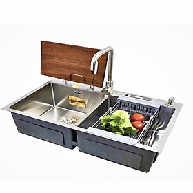Mua (xã kho 3 ngày) Chậu inox rửa bát cài dao cài thớt.Chậu rửa bát tặng rỗ và xi fong