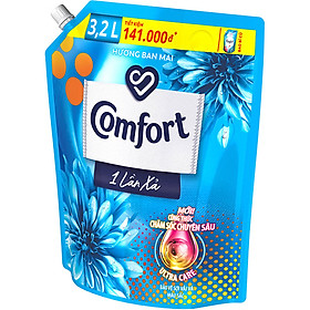 Nước Xả Làm Mềm Vải Comfort Chăm Sóc Chuyên Sâu Đậm Đặc Một Lần Xả Hương Ban Mai Túi 3.2L