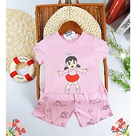Bộ ngắn tay thun lạnh Đoremon Size đại Minky mom thun lạnh cho bé trai bé gái từ 19-32kg