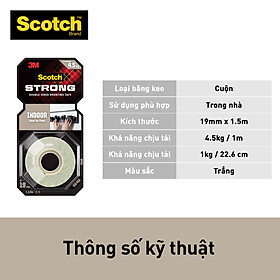 Băng keo hai mặt sử dụng trong nhà Scotch 3M 110 - M19,19mm x 4m-Dính siêu tốt, độ bền cao, chống tia UV, kéo nhẹ nhàng