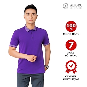 Áo polo, áo phông, áo thun cổ bẻ nam màu tím Aligro chất liệu cotton, không xù, không bám dính, tôn dáng ALGPLO27 - S