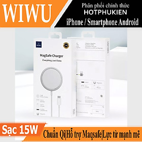 Đế sạc không dây Maqsafe sạc nhanh 15W chuẩn Qi hiệu WIWU Magetic Wireless Charger M5 (trang bị chip sạc thông minh, thiết kế siêu mỏng nhẹ) - hàng nhập khẩu