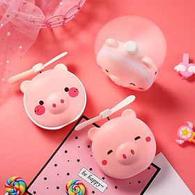 Mua Quạt heo gương có đèn led 3IN1 món đồ không thể thiếu trong thời tiết khí hậu oi ả của mùa hè HT102 màu hồng đáng yêu