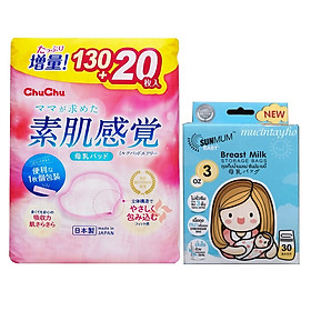 Miếng lót thấm sữa Chuchu Baby thấm hút tốt, mềm mại 150 miếng - tặng 30 túi trữ sữa
