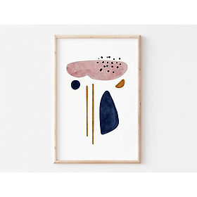 Tranh treo tường | Tranh màu nước - Abstract Watercolor Print, Pink and Blue Wall art, Boho Prints, Home décor