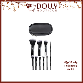 Set 10 Cọ Trang Điểm Jary Makeup Brush - Túi Đựng Da Pu ( Màu Đen)