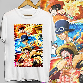 (ẢNH + CLIP THẬT) Áo thun Luffy, ACE, Sabo Vải Cotton Thái Mẫu Mới | Áo Phông One Piece Tshirt OP44