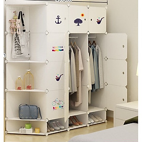 Tủ nhựa lắp ghép full trắng decal loại mới kèm móc treo
