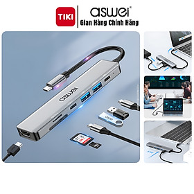 Hub Chuyển Đổi USB Type C ASWEI - 4 in 1, 5 in 1, 6 in 1, 7 in 1, 8 in 1 - HDMI, USB 3.0, PD, SD, TF, RJ45, Audio 3.5mm - Tốc Độ Cao, Hàng Chính Hãng