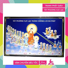 Mua Tranh Phật Tây Phương Cực Lạc cùng A Di Đà Phật giữa trời xanh - 60x40cm