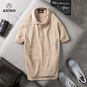 Hình ảnh Áo polo nam ADINO màu be vải cotton co giãn thiết kế basic trẻ trung PL44