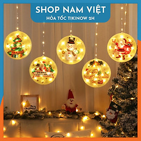 Dây Led Rèm Treo Trang Trí Giáng Sinh 8 Dĩa Tròn Chống Nước Trang Trí Ngoài Trời