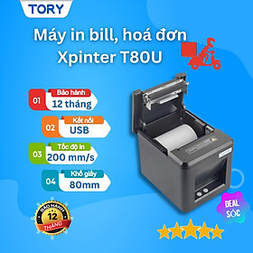 Máy in nhiệt, in bill, in hoá đơn XPRINTER T80U khổ 80mm kết nối cổng USB