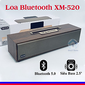 Loa Bluetooth XM 520 2.5 Inch Siêu Bass Để Bàn Vỏ Gỗ 20W Thiết Kế Sang Trọng Âm Thanh Trầm Ấm 