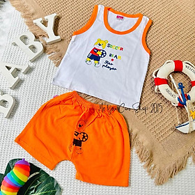 (5-13kg) Bộ Quần Áo Ba Lỗ Cotton Mềm, Thoáng Mát, Thấm Hút Mồ Hôi Cho Bé Trai Mặc Hè - Cam
