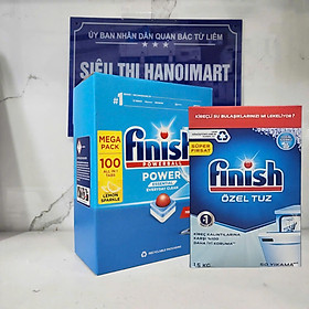 combo muối rửa bát finish 1,5kg+viên rửa bát finish 90 viên hương chanh dùng cho máy rửa bát