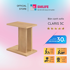 Mua Bàn gỗ cạnh sofa chữ I có bánh xe hiện đại SMLIFE Claris 3C | D52 7 x R33 0 x C59 7cm | gỗ Cao Su và Veneer Sồi
