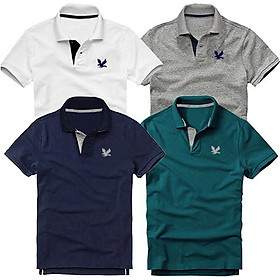 Bộ 4 áo thun nam cổ bẻ cao cấp ( Tặng 1 dây nịt da ) DokaFashion, chất liệu thun cá sấu 4 chiều ngoại nhập - Trắng, Xám đậm, Xanh dương, Xanh cổ vịt