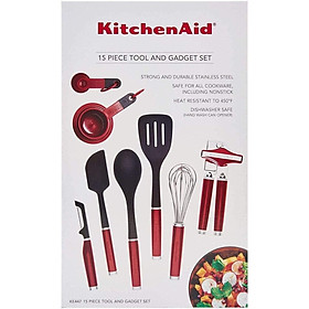Sét dụng cụ nhà bếp 15 món KitchenAid đỏ hàng chính hãng