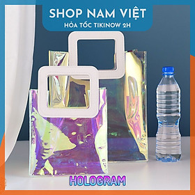 Túi Nhựa Trong Suốt Quai Da Đựng Quà Sang Trọng