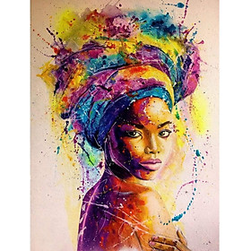 Bimkole 5D Diamond Painting Watercolor African Woman Full Drill DIY Rhinestone Pasted with Diamond Set Arts Craft Decorations (12x16inch)