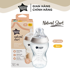 Bình Sữa Ty Siêu Mềm Tự Nhiên Tommee Tippee Natural Start 340ml, Núm Ty Của Bình 3-6 Tháng