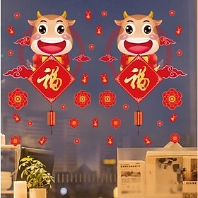 Mua Decal Tết HÍT TĨNH ĐIỆN không dơ kính - Bảng chữ Phúc mừng năm mới