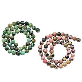 2 Strand Mixed Black Pink Rhodonite Loose Beads DIY Necklace Bracelet Craft
