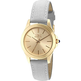 Invicta Women's 15149 Angel 18k Yellow Gold Ion-Plated Stainless Steel Watch with White Leather Band