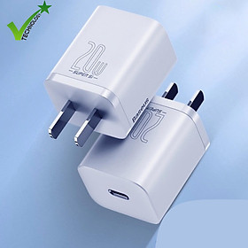 Củ Sạc Adapter Baseus Super Si 20W Mini Type C Blue - PD/QC 3.0 - Tự Động Điều Chỉnh Ổn Định Dòng Điện - Hàng Chính Hãng