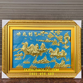 Mua Tranh Mã Đáo Thành Công Bằng Đồng Cao 55x75cm – NỀN XANH