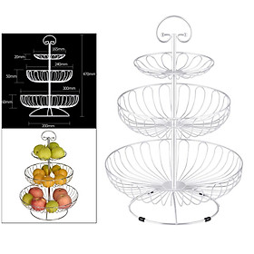 3 Layers Wire Basket Stand Kitchen Countertop Organizer Fruit Vegetable Bowl