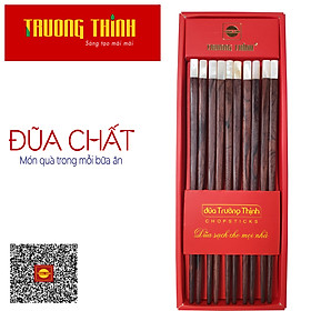 Mua Đũa Gỗ Trắc Vân Đầu Gắn Ngọc Trắng Trường Thịnh Chính Hãng/ Hộp Màu Đỏ/ 10 Đôi Vuông