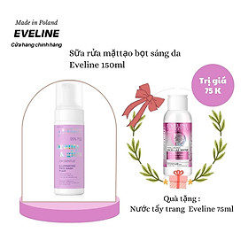 [ Tặng nước tẩy trang 100ml ] Sữa rửa mặt tạo bọt Eveline Beauty & Glow làm sáng da 150ML