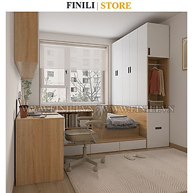 Mua  FREESHIP TPHCM  Combo phòng ngủ tủ áo FINILI kết hợp giường bàn làm việc và tủ treo FNL772