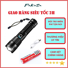 Mua Đèn Pin Cầm Tay Siêu Sáng P50 Có Đèn Báo Dung Lượng Pin Mẫu Mới Tặng Kèm Pin 16850 Và Cáp Sạc FULLBOX - Chính Hãng