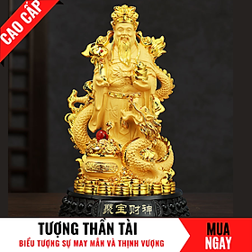 Tượng Thần Tài Cưỡi Rồng Bằng Vàng Cát Mỹ Nghệ Cao 29cm