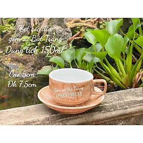Mua Bộ cốc đĩa cafe gốm sứ Bát Tràng cao cấp men vân đá nâu dung tích 150ml