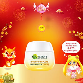 [GARNIER] Kem Dưỡng Ban Ngày Chứa Vitamin C Giúp Trắng Da, Mờ Thâm Nám Mềm Mịn Bright Complete Serum Cream SPF30 50/18ml