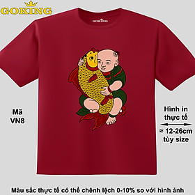 Hình ảnh Em bé ôm cá, mã VN8. Áo thun tranh Đông Hồ Việt Nam siêu đẹp cho cả gia đình. Quà tặng ý nghĩa cho bố mẹ, con cái, bạn bè, doanh nghiệp, hội nhóm