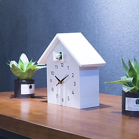 Modern Cuckoo Clock, Birdhouse Minimalist Modern Design Clock Pendulum, Natural Field Recordings, Desktop Tabletop Shelf Standing Clock Watch