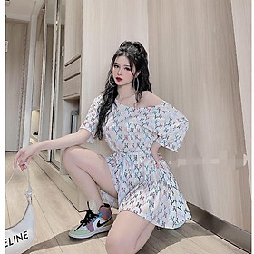 Sét bộ cotton hoạ tiết áo chéo dây lưng + quần ngắn