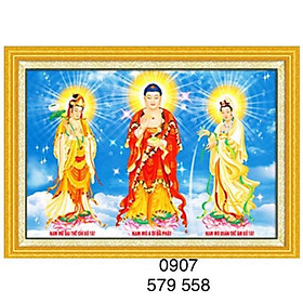 Mua Tranh thêu chữ thập/ tranh đính đá Tam thế phật  kt 100x74cm