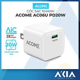 Mua Cốc Sạc Nhanh ACOME AC06U PD 20W Cổng Type-C Tương Thích Với Các Dòng Điện Thoại Android/iOS - Hàng Chính Hãng