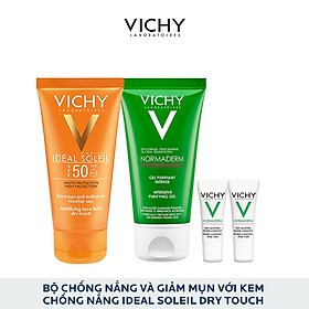 Bộ Sản Phẩm Chống Nắng Và Giảm Mụn Với Kem Chống Nắng Ideal Soleil Dry Touch Và Normaderm