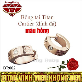 BÔNG TAI CARTIER TITAN KHUYÊN TRÒN MÀU TRẮNG, VÀNG, HỒNG