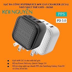 Mua Sạc Đa Cổng Cho Macbook/iPad/iPhone HYPERJUICE GaN 66W Charger(2 x USB-C  1 USB-A) - Hàng Chính Hãng