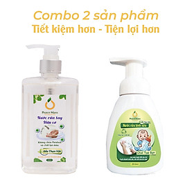 RBSC1 Combo Sản Phẩm Gốc Thực Vật Peace Mass Nước Rửa Bình Sữa 250ml (Chai tạo bọt) + Nước Rửa Tay 340ml