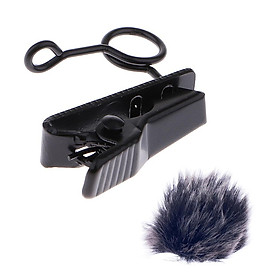 1 Set Black Mini 6mm Microphone Lapel Tie Clip Holder + Microphone Mic Fur Windmuff